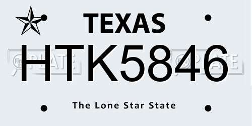 HTK5846 Texas License Plate