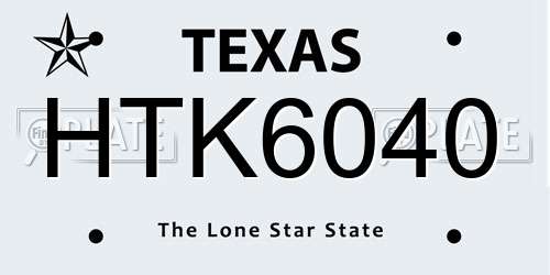 HTK6040 Texas License Plate