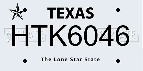 HTK6046 Texas License Plate
