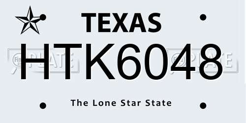 HTK6048 Texas License Plate
