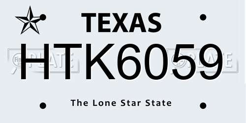 HTK6059 Texas License Plate