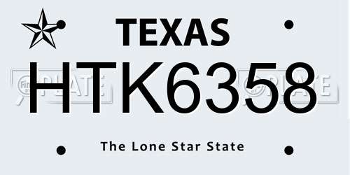 HTK6358 Texas License Plate