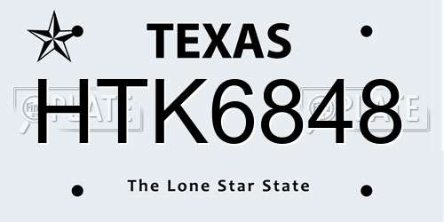 HTK6848 Texas License Plate
