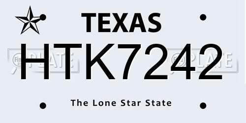 HTK7242 Texas License Plate