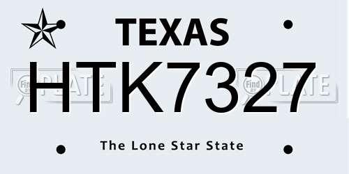 HTK7327 Texas License Plate