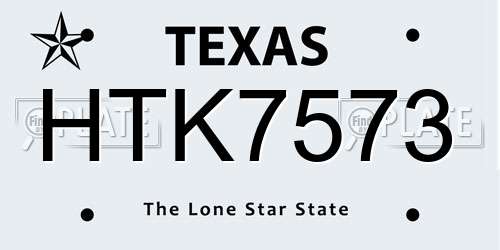 HTK7573 Texas License Plate