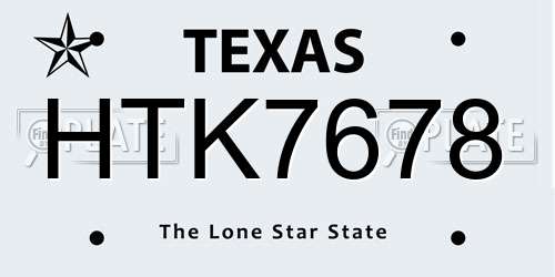HTK7678 Texas License Plate