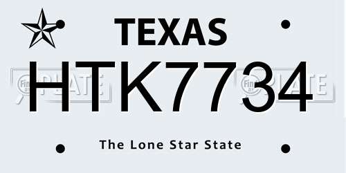 HTK7734 Texas License Plate