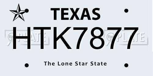 HTK7877 Texas License Plate