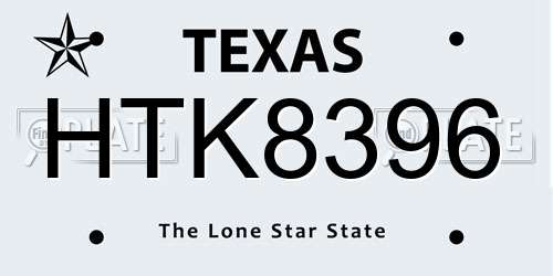 HTK8396 Texas License Plate