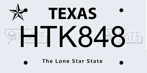HTK848 Texas License Plate