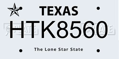 HTK8560 Texas License Plate