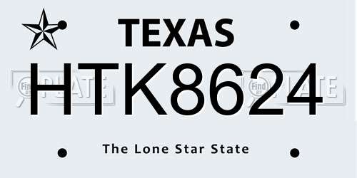 HTK8624 Texas License Plate
