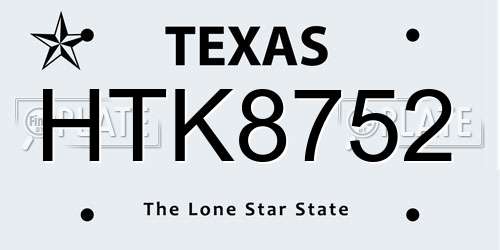HTK8752 Texas License Plate