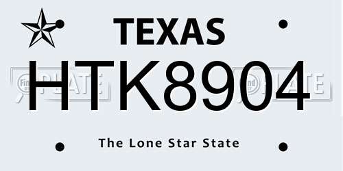 HTK8904 Texas License Plate