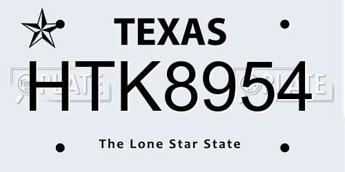 HTK8954 Texas License Plate