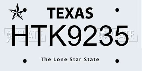 HTK9235 Texas License Plate