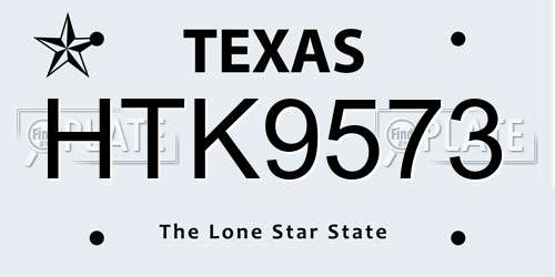 HTK9573 Texas License Plate