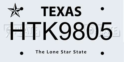 HTK9805 Texas License Plate