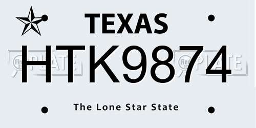 HTK9874 Texas License Plate