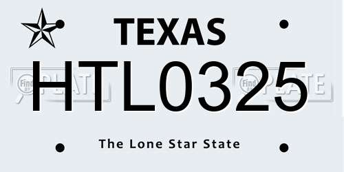 HTL0325 Texas License Plate