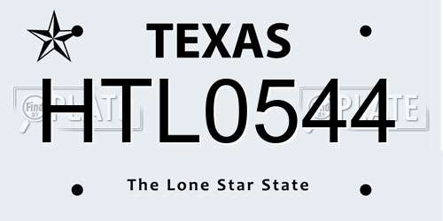 HTL0544 Texas License Plate