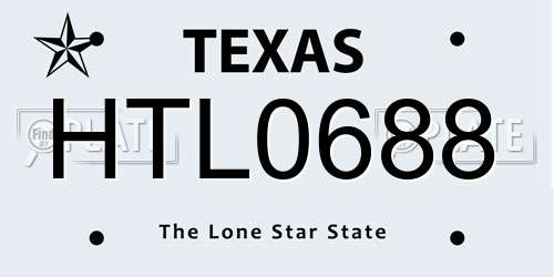HTL0688 Texas License Plate