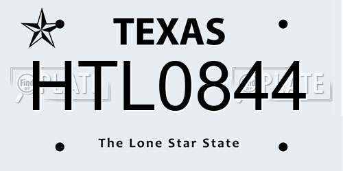 HTL0844 Texas License Plate