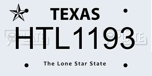 HTL1193 Texas License Plate