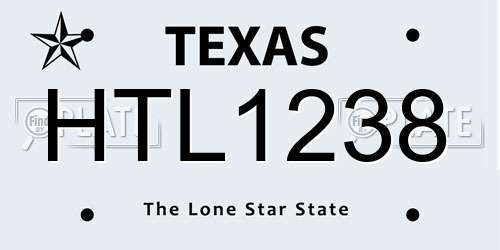 HTL1238 Texas License Plate