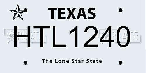 HTL1240 Texas License Plate