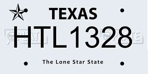 HTL1328 Texas License Plate