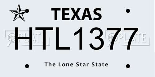 HTL1377 Texas License Plate