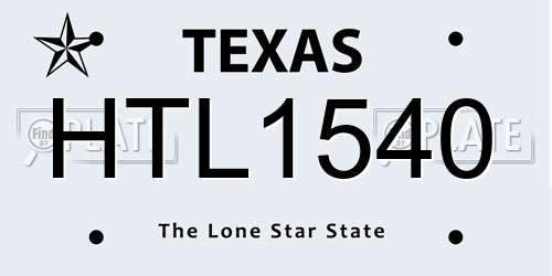 HTL1540 Texas License Plate