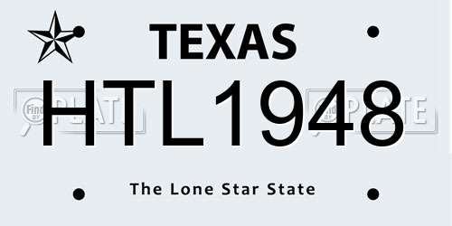 HTL1948 Texas License Plate