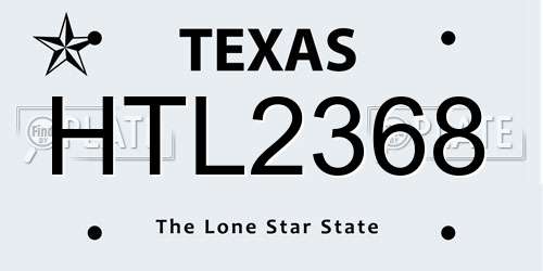 HTL2368 Texas License Plate