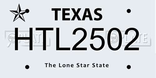 HTL2502 Texas License Plate