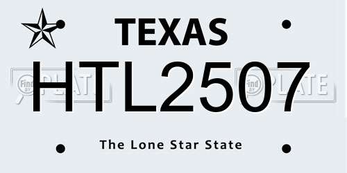 HTL2507 Texas License Plate