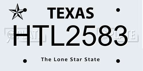 HTL2583 Texas License Plate