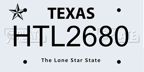 HTL2680 Texas License Plate