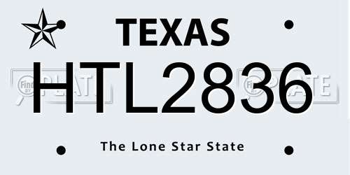 HTL2836 Texas License Plate