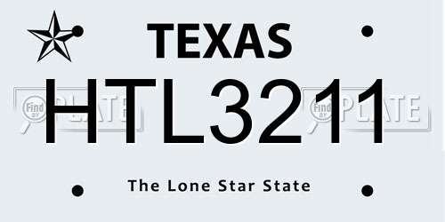 HTL3211 Texas License Plate