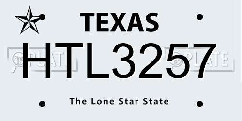 HTL3257 Texas License Plate