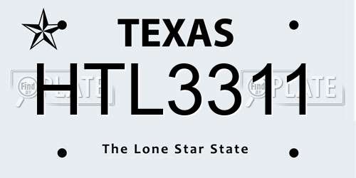 HTL3311 Texas License Plate