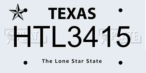 HTL3415 Texas License Plate