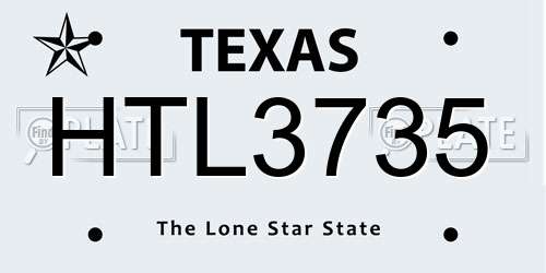 HTL3735 Texas License Plate