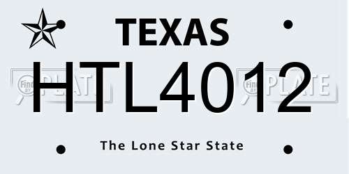 HTL4012 Texas License Plate
