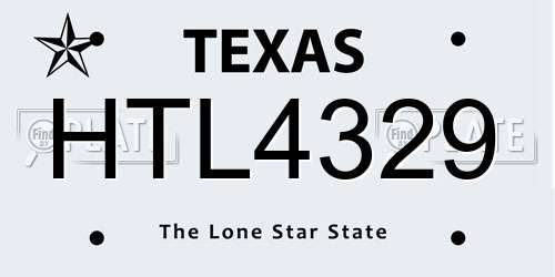 HTL4329 Texas License Plate