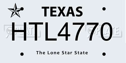 HTL4770 Texas License Plate