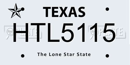 HTL5115 Texas License Plate